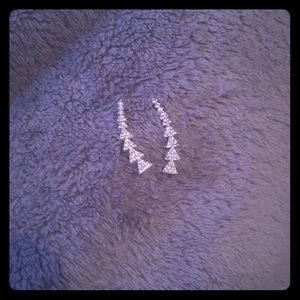 Silver Stella & Dot Triangle Pave Climber Earrings